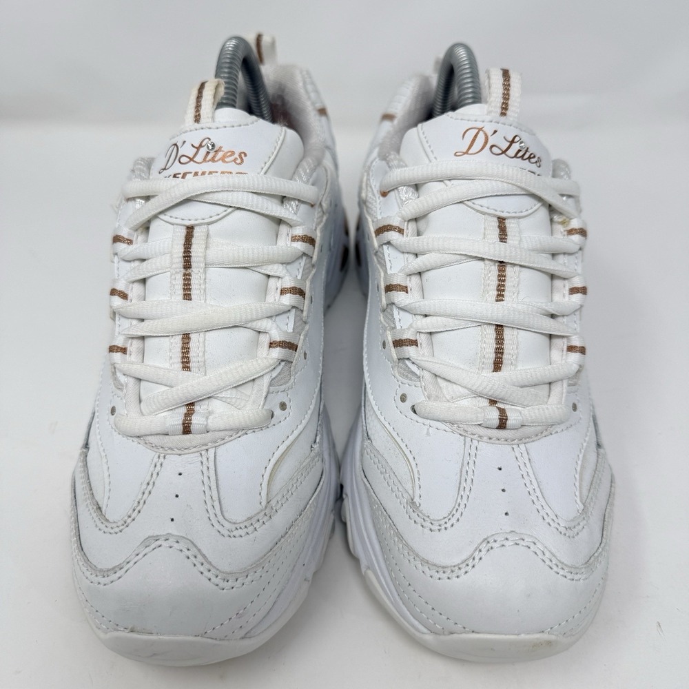 Skechers D'Lites Fresh Start Womens Size 8.5 White Rose Gold Running Shoes 11931 - Picture 3 of 10